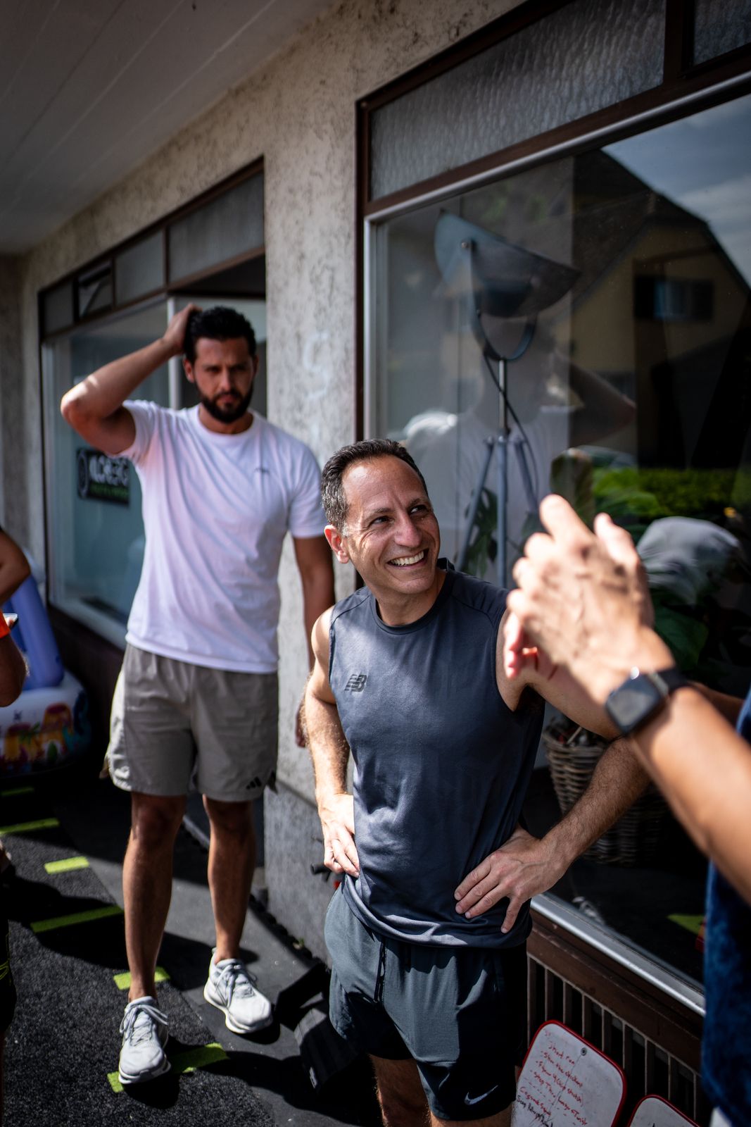 Laughing after the workout