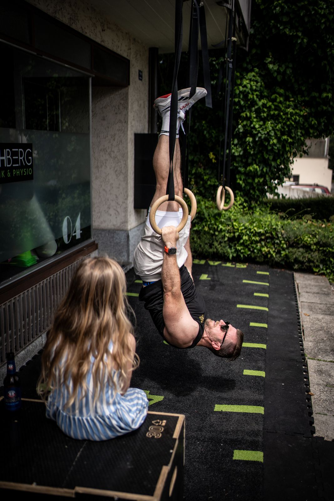 Gymnastics skill work on the rings